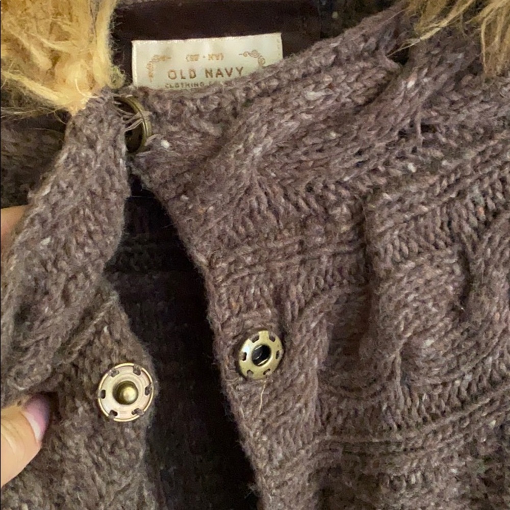 Old navy long wool sweater brown with hood - Picture 8 of 10